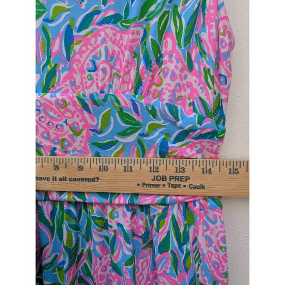 LILLY PULITZER Dress Annalise V-Neck Frenchy Blue Turtley In Love Size L NWOT - Picture 7 of 11